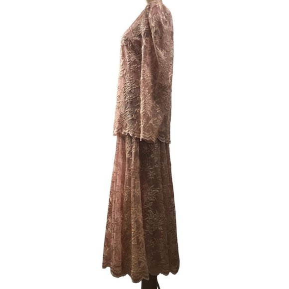 Vintage Pat Richards Lace Size 12 Two-Piece Dress Set - Picture 3 of 8